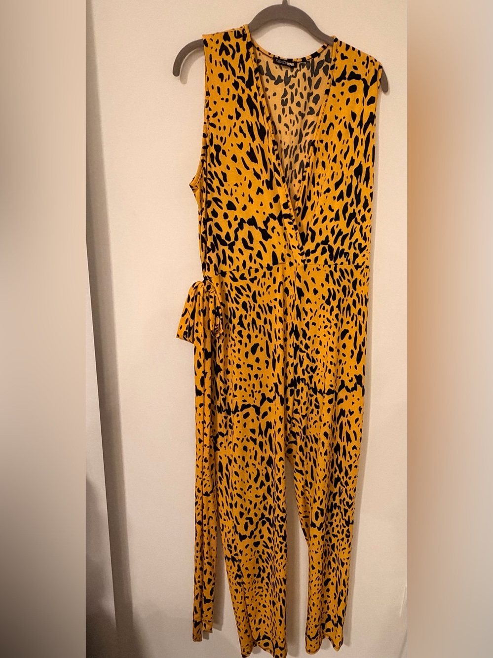 Mustard Yellow Leopard Print Wrap Romper